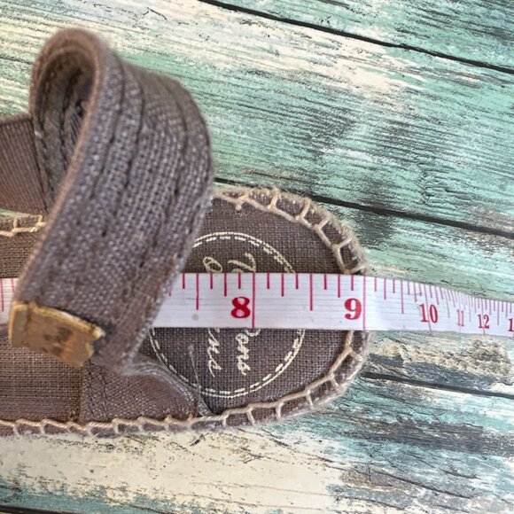 Toni Pons Ter Espadrille Sandal Womens Sz 6 Taupe Linen Slip On 100% Vegan Wedge - Picture 8 of 11